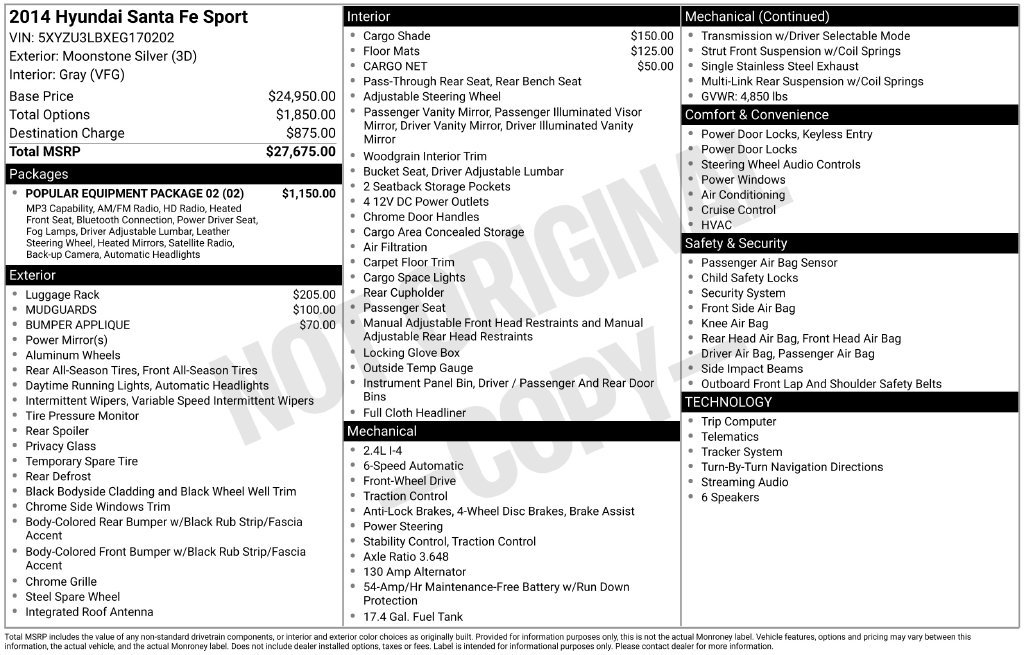 hyundai santa fe 2014 5XYZU3LBXEG170202 image